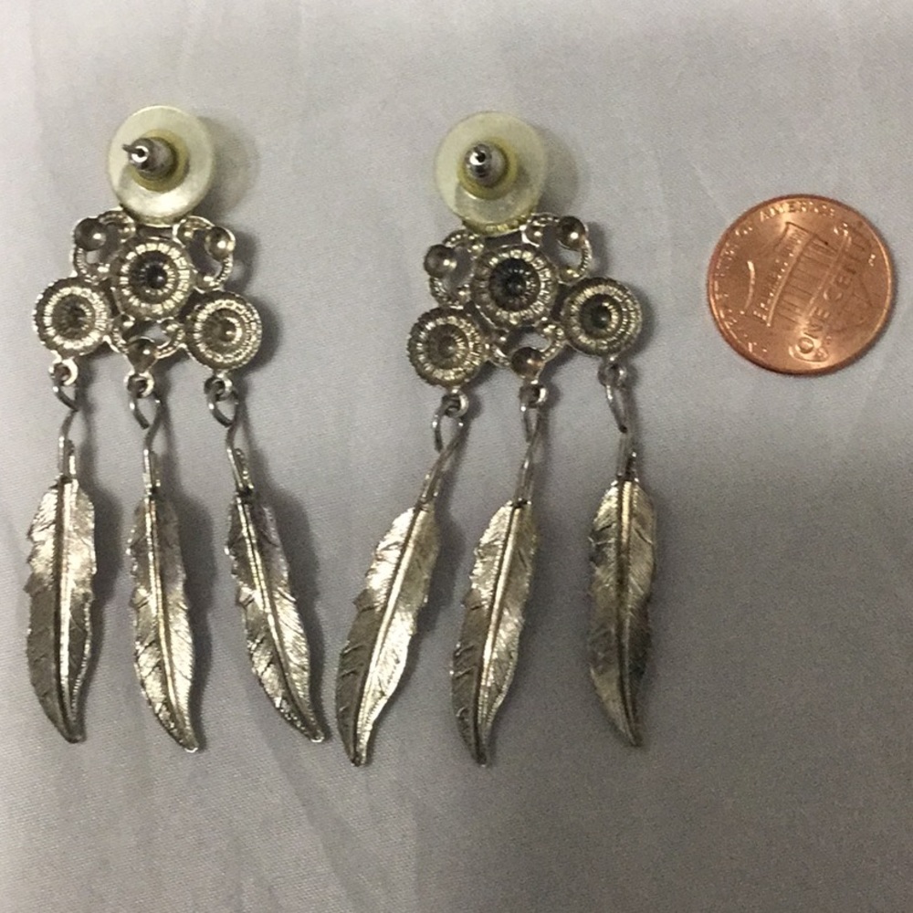 Sterling Silver Feather Dangle Posts - image 6